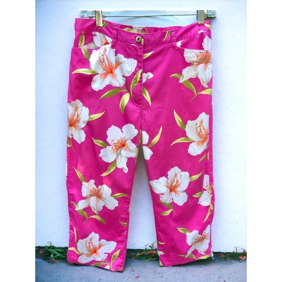 LAUREN RALPH LAUREN LADIES PINK FLORAL FLAT FRONT STRAIGHT LEGT PANTS SIZE 8 - Picture 7 of 7
